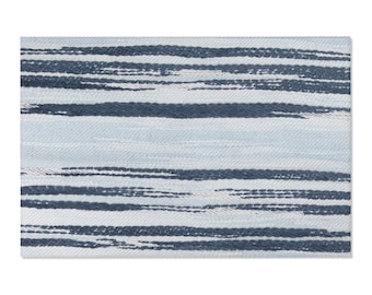 Navy Blue Striped Watercolor Area Rug | Coastal Abstract Stripe Floor Cover Decor (6'x4')