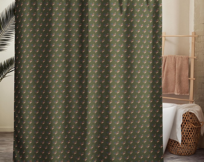 Mallard Duck Shower Curtain | Evergreen Estate Preppy Bathroom Decor