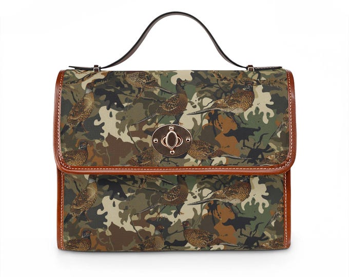 Camouflage Pheasant Print Waterproof Canvas Bag | Hunting Camouflage Satchel