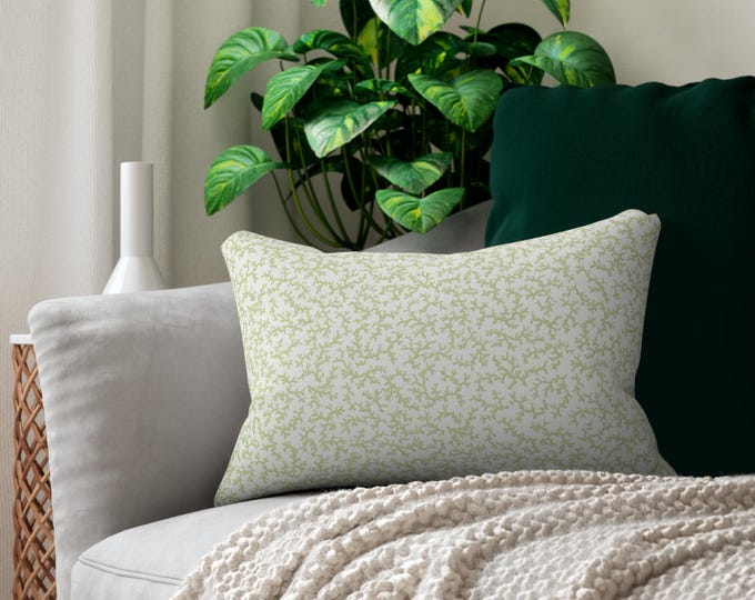 Green Coral Pattern Lumbar Pillow
