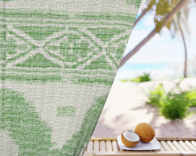 Green Geometric Pattern Window Curtain | Boho Tribal Panel