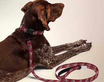Mallard Reserve Bordeaux Burgundy Duck Print Dog Collar | Adjustable Pet Collar | Matching Family & Pet Accessory | Luxury Pet Wear