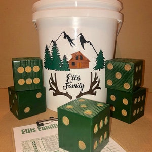 Yard-Zee - Customized YARDZEE games - Outdoor  Lawn Games - Lawn Dice - Yahtzee - Cabin Theme - FREE SHIPPING