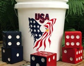 Yardzee Yard Dice Games - USA Patriotic - Outdoor Lawn Games - Lawn Dice - Yahtzee - Customize Your Theme