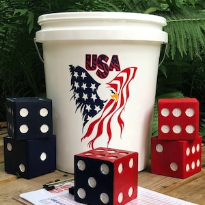 Yardzee Yard Dice Games - USA Patriotic   - Outdoor  Lawn Games - Lawn Dice - Yahtzee - Customize Your Theme - FREE SHIPPING