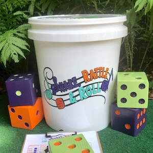 Yardzee Yard Dice Games - Shake, Rattle and Roll  - Outdoor  Lawn Games - Lawn Dice - Yahtzee - Customize Your Theme - FREE SHIPPING