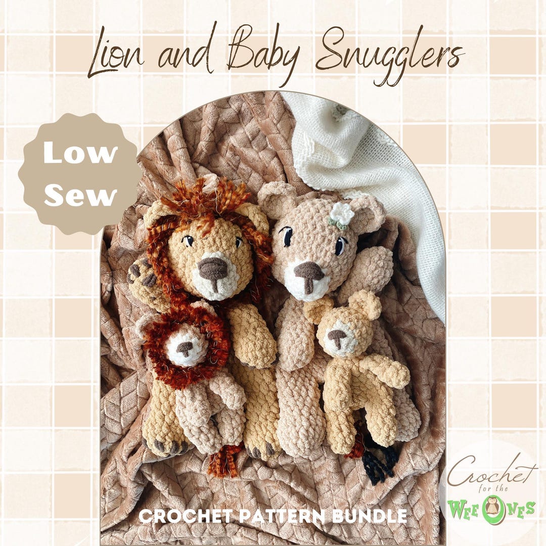 Lion and Mini Crochet PATTERN BUNDLE | Low Sew Crochet Amigurumi ...