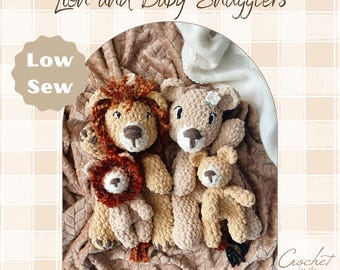 Pacote de padrões de crochê de leão e mini leão | Padrão de amigurumi de crochê de baixa costura | Padrão de animal de crochê | Bichinho de pelúcia de crochê | Padrão de crochê fofo