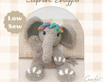 Elephant Lovey Crochet PATTERN | Low Sew Crochet Amigurumi Pattern | Elephant Pattern | Crochet Animal Pattern | Crochet Snuggler