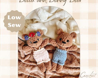 Bella and Benny Bear Crochet PATTERN | Low Sew Crochet Amigurumi Pattern | Bear  Pattern | Crochet Animal Pattern | Crochet Snuggler