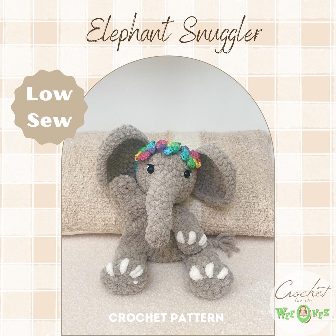 Elephant Lovey Crochet PATTERN | Low Sew Crochet Amigurumi Pattern ...