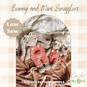 Bunny and Mini Snuggler Crochet PATTERNS | Low Sew Crochet Amigurumi Pattern | Bunny Pattern | Crochet Animal Pattern | Crochet Snuggler