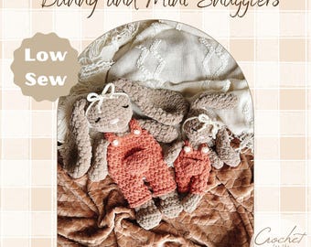 Bunny and Mini Snuggler Crochet PATTERNS | Low Sew Crochet Amigurumi Pattern | Bunny Pattern | Crochet Animal Pattern | Crochet Snuggler