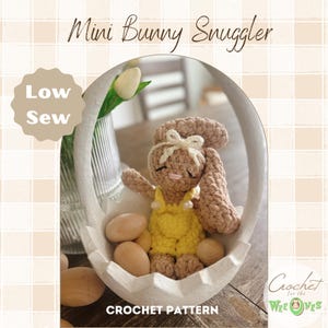 Bunny Crochet PATTERN | Low Sew Crochet Amigurumi Pattern | Bunny Pattern | Crochet Animal Pattern | Crochet Snuggler | cute crochet