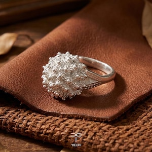 Pierścień Sun Filigree Open ze srebra 999 | Ręcznie wykonany regulowany pierścień Sunshine