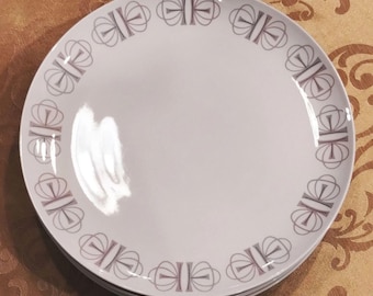 Set med 4 franciskanska karuselltallrikar i vitsten, mitten av århundradet, modern stil