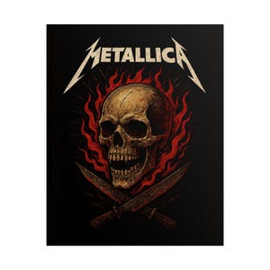 Metallica Skull Art Print, Rock Poster, Band Merchandise, Music Decor, Gift for Fans