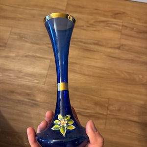 Cobalt Blue Gilded Gold Vase - Etsy