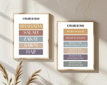 Islamic Beliefs Posters: Pillars of Islam & Iman (Digital Download)