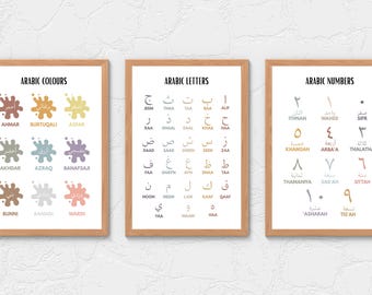 Arabic Alphabet, Numbers & Colors Poster Set - Homeschool Classroom (Digital Download)