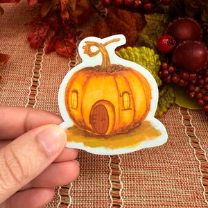 Fall Whimsical Pumpkin Sticker, Durable Autumn Decal, Waterproof Quality Adhesive, Handmade Scratch-Resistant Craft Supply