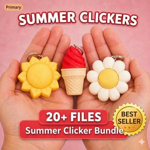 Summer Clicker Bundle STL 3MF | Sun Flower Ice Cream Clicker Daisy Fidget | 20+ Files Plus Bonus Files | 3D Print Sensory Toy