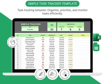 Simple Task Tracker Excel & Google Sheets Template Project Management Dashboard Priority and Status Tracker Editable To Do List Spreadsheet