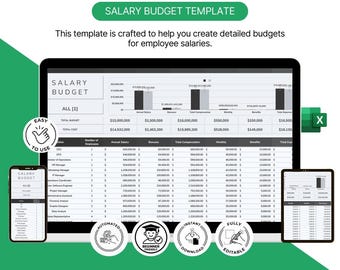 Salary Budget Template Design in Excel, Format. Easily Editable, Printable, Downloadable.