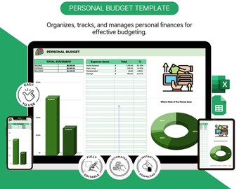 Personal Budget Template Design in Word, Excel, Google Sheets, Format. Easily Editable, Printable, Downloadable.