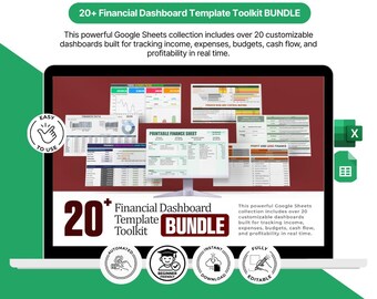 Financial Dashboard Bundle | Google Sheets, Excel Budget Tracker (20+ Templates)