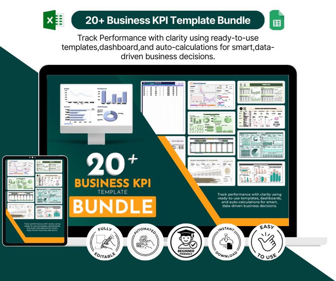 20+ Business KPI Templates Bundle, Excel Google Sheets Dashboards ...