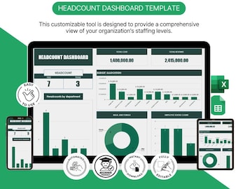 Headcount Dashboard Template | HR Employee Tracker (Google Sheets, Excel)