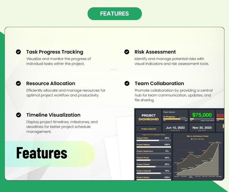 Project Dashboard Template | Automated Excel Google Sheets Tracker ...