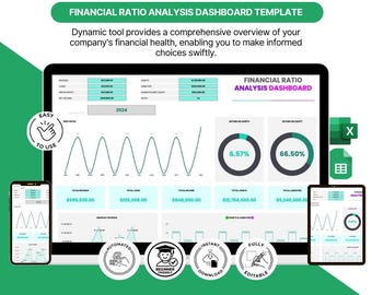 Financial Ratio Analysis Dashboard | Excel Google Sheets Template (Instant Download)
