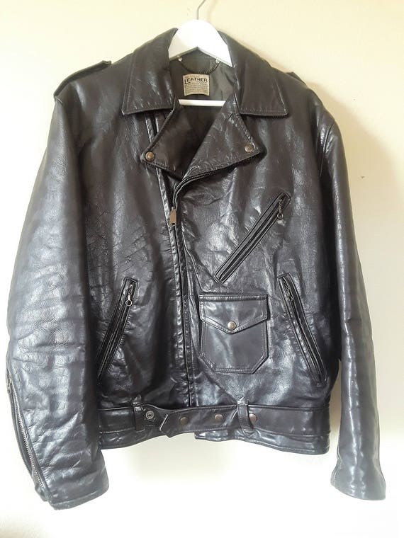 Gorgeous Rare 60s Leather Motorcycle Jacket Near Mint… - Gem