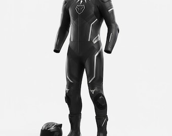 Black Panther Motorcycle Suit | Cow Leather Biker Gear, Cosplay