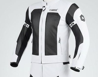 Apex Moto White Black Cowhide Leather Racing Suit | One-Piece Armored Motorcycle Suit