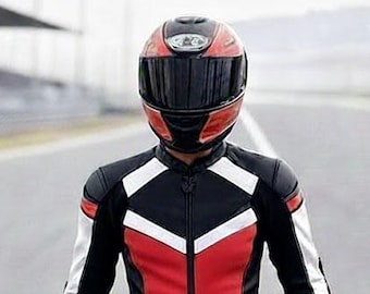 Apex Moto Red & Black Cowhide Leather Motorcycle Racing Suit | Armored Biker Gear