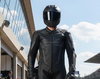 Apex Moto Black Cowhide Leather Motorcycle Racing Suit | Armored MotoGP Track Suit