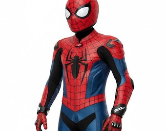 Spider-Man Motorcycle Racing Suit: Red & Blue Superhero Cosplay | leather racing outfit