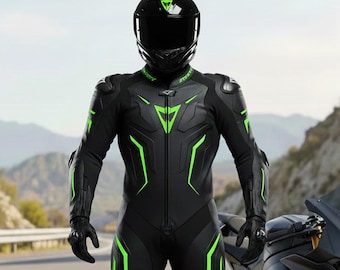 CE Approved Motorcycle Leather Racing Suit | Handmade MotoGP One Piece Track Riding Armor Suit