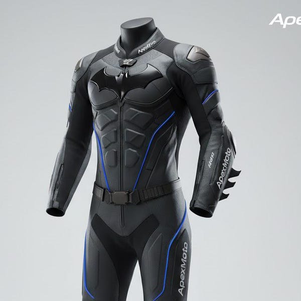 Combinaison de course de moto en cuir de style Batman ApexMoto | Fait main personnalisé