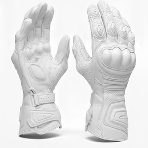 Witte leren racehandschoenen Apex Moto