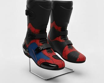 Apex Moto Spider-man Motorcycle Racing Boots | Leather Biker Shoes | CE Protective Gear