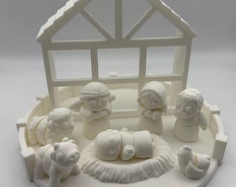 3D Printed Nativity Scene Set – Paint-Your-Own Christmas Craft Kit