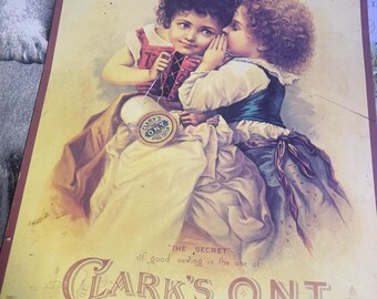 Vintage Clark's O.N.T. Bord katoenen spoel – Victoriaanse naaikamerdecoratie