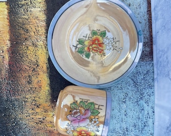 Japanse lusterware demitasse koffiekop en schotelset
