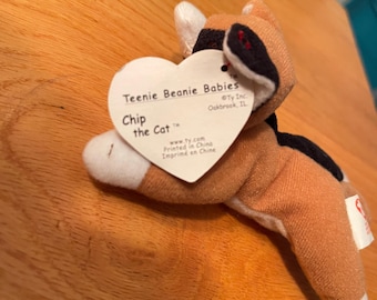 Vintage 1998 Ty Teenie Beanie Baby Chip the Cat Plush McDonald's Promotion Heart Tag