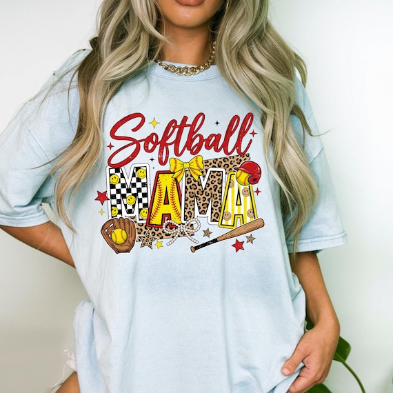 Retro Softball Mama Shirt, Comfort Colors Cotton Tee