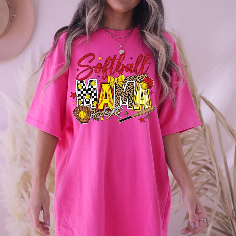Retro Softball Mama Shirt, Comfort Colors Cotton Tee Bild 6